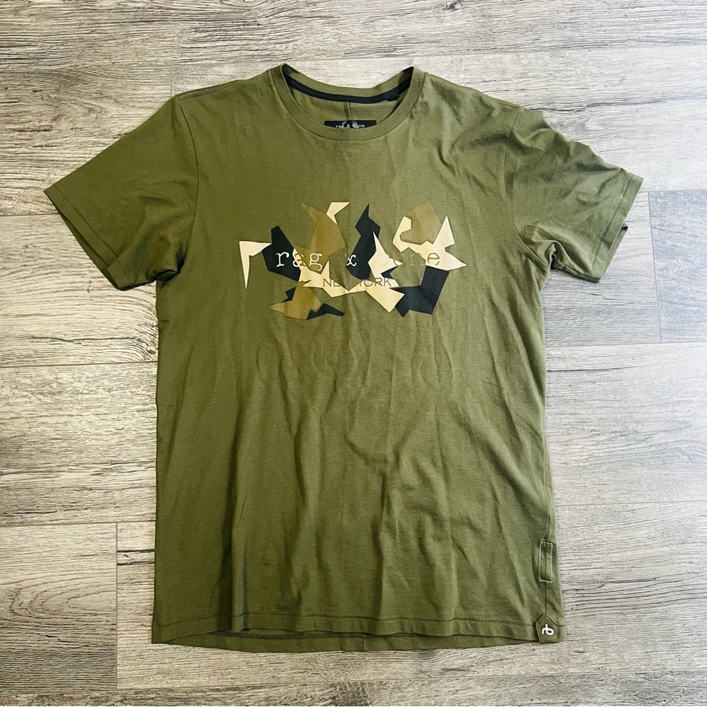 *SOLD* rag & bone, Shatter Print T-shirt, Olive Night, S